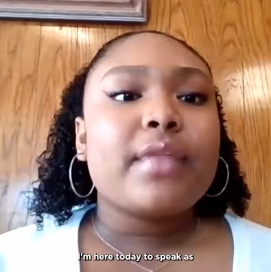 California Child Nutrition Act campaign video still of a young advocate speaking to camera