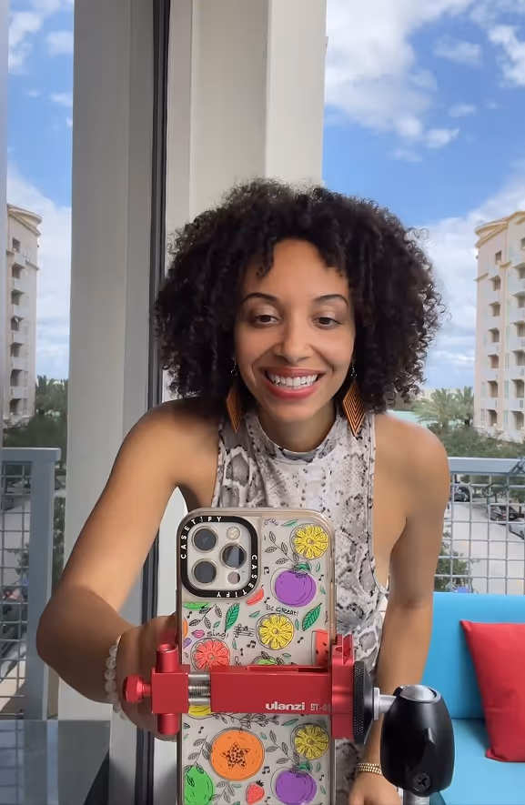 Young girl recording a video