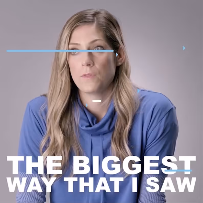 Switch4Good testimonial video still of a woman speaking to camera