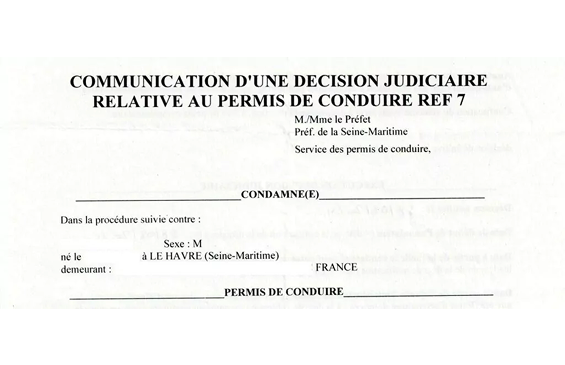 Le document Référence 7 en droit pénal routier