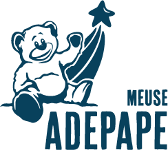 Logo Adepape de Meuse  avec un ours stylisé tenant une étoile et texte Meuse Adepape.