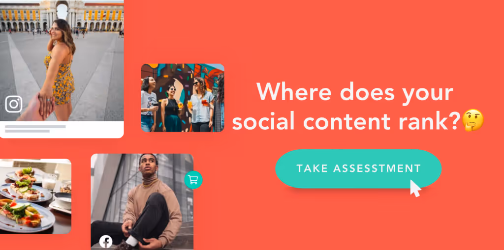 An image that says "where does you social content rank?" and probes you to "take the assessment"