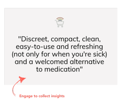 User feedback: "Discreet, compact, clean, easy-to-use and refreshing (not only for when you're sick) and a welcomed alternative to medication."