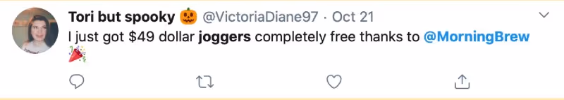 Social Media in eCommerce joggers thank you tweet