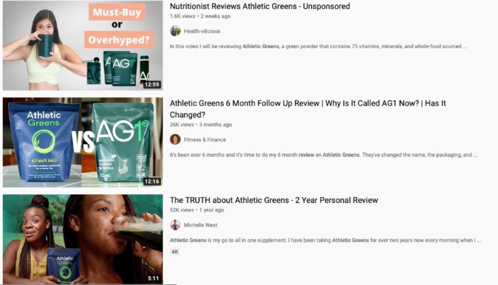 A screenshot of YouTube content