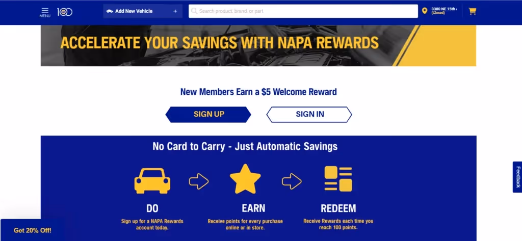 NAPA Rewards- Best Automotive aftermarket loyalty programs