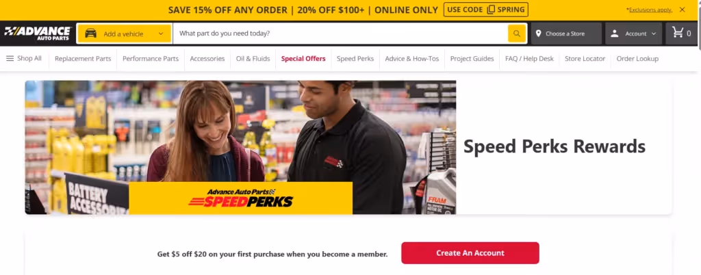 Advance Auto Parts SpeedPerks-aftermarket loyalty program