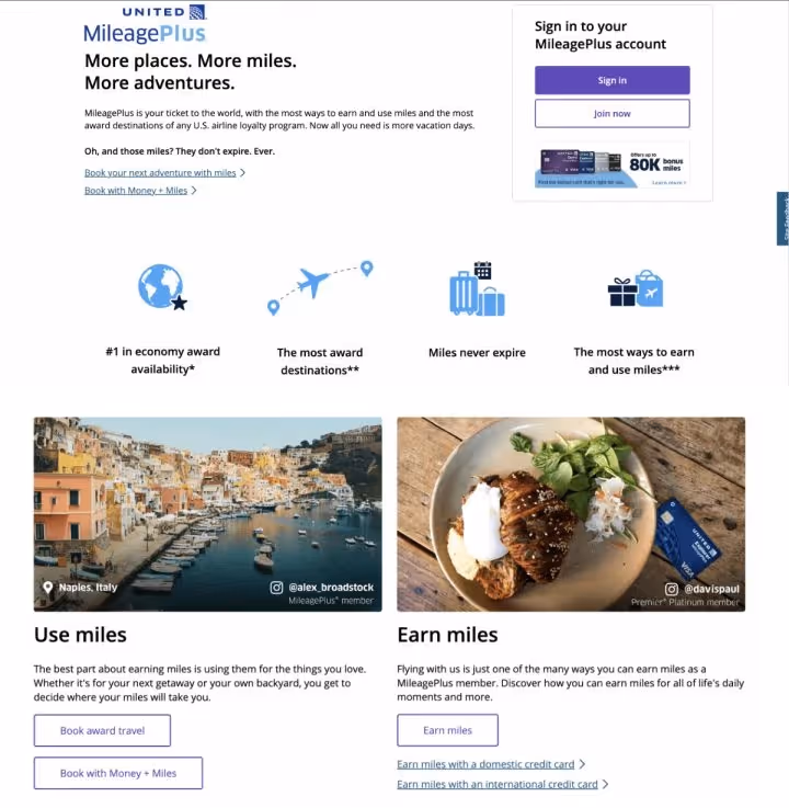 Loyalty program United Airlines Brazil