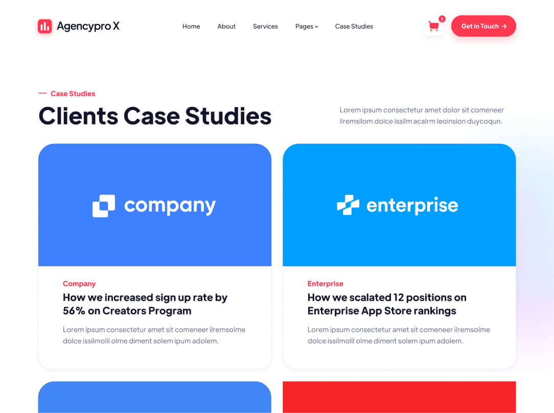 Case Studies Page - Agencypro X 