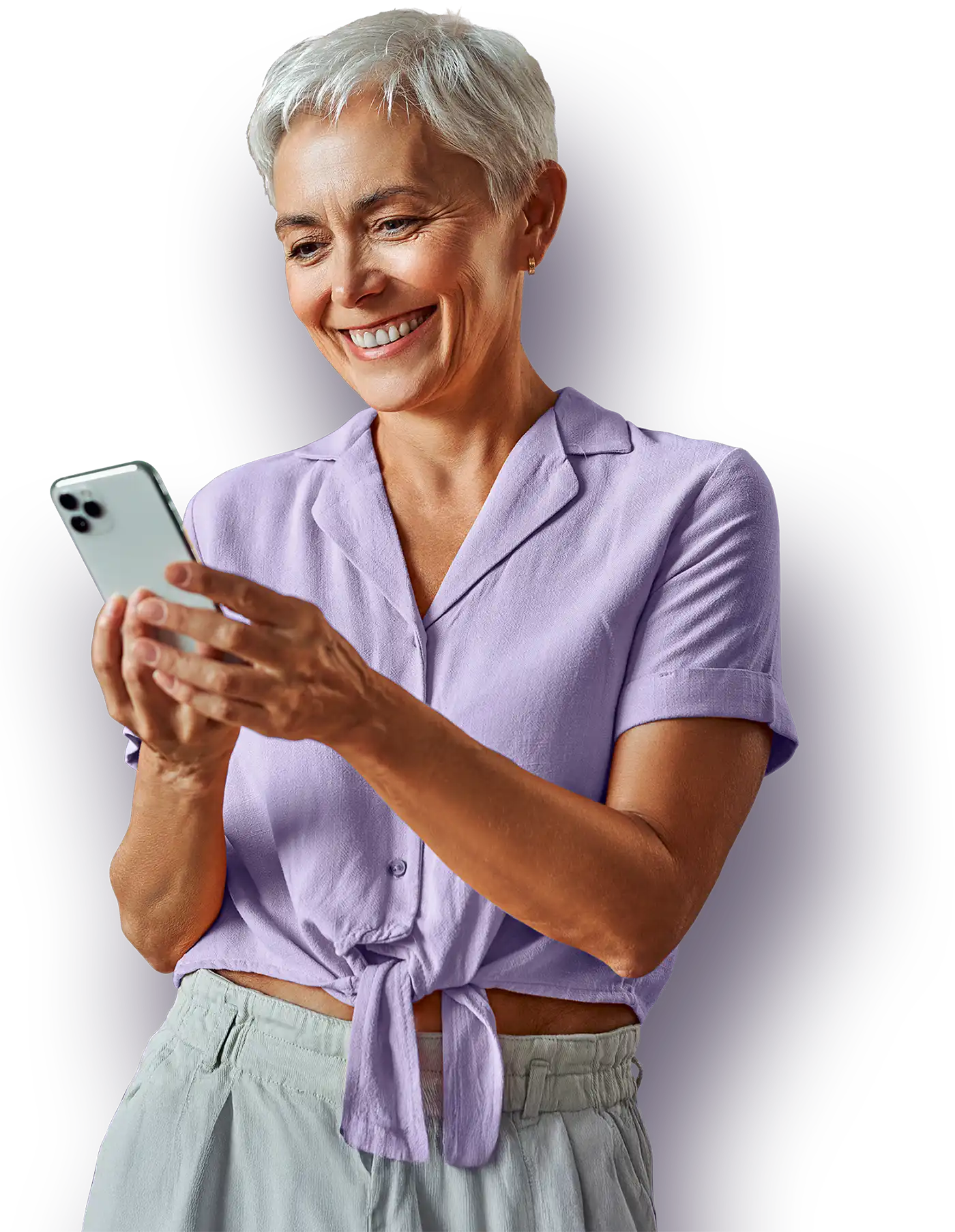 woman looking at a cellphone