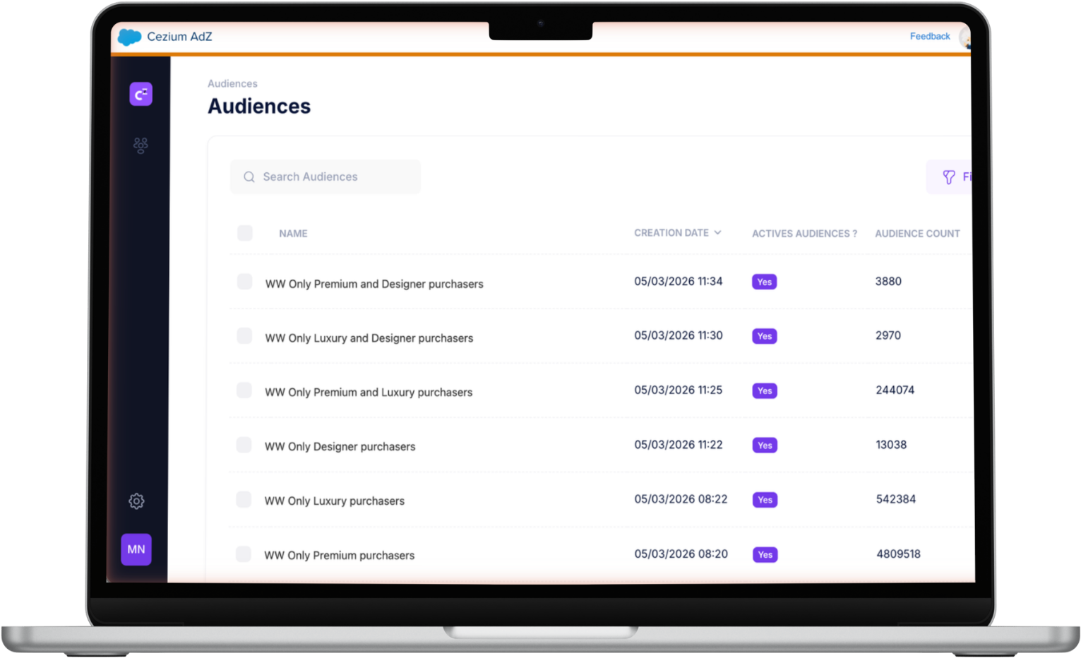 Cezium Ads Audience Screen