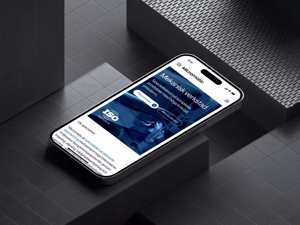 Mobile website design shown on a smartphone
