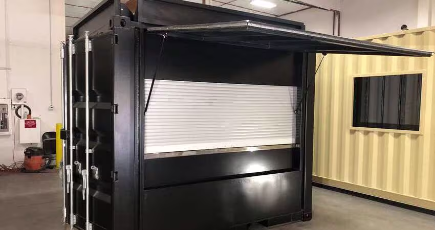 shipping container bar exterior finish