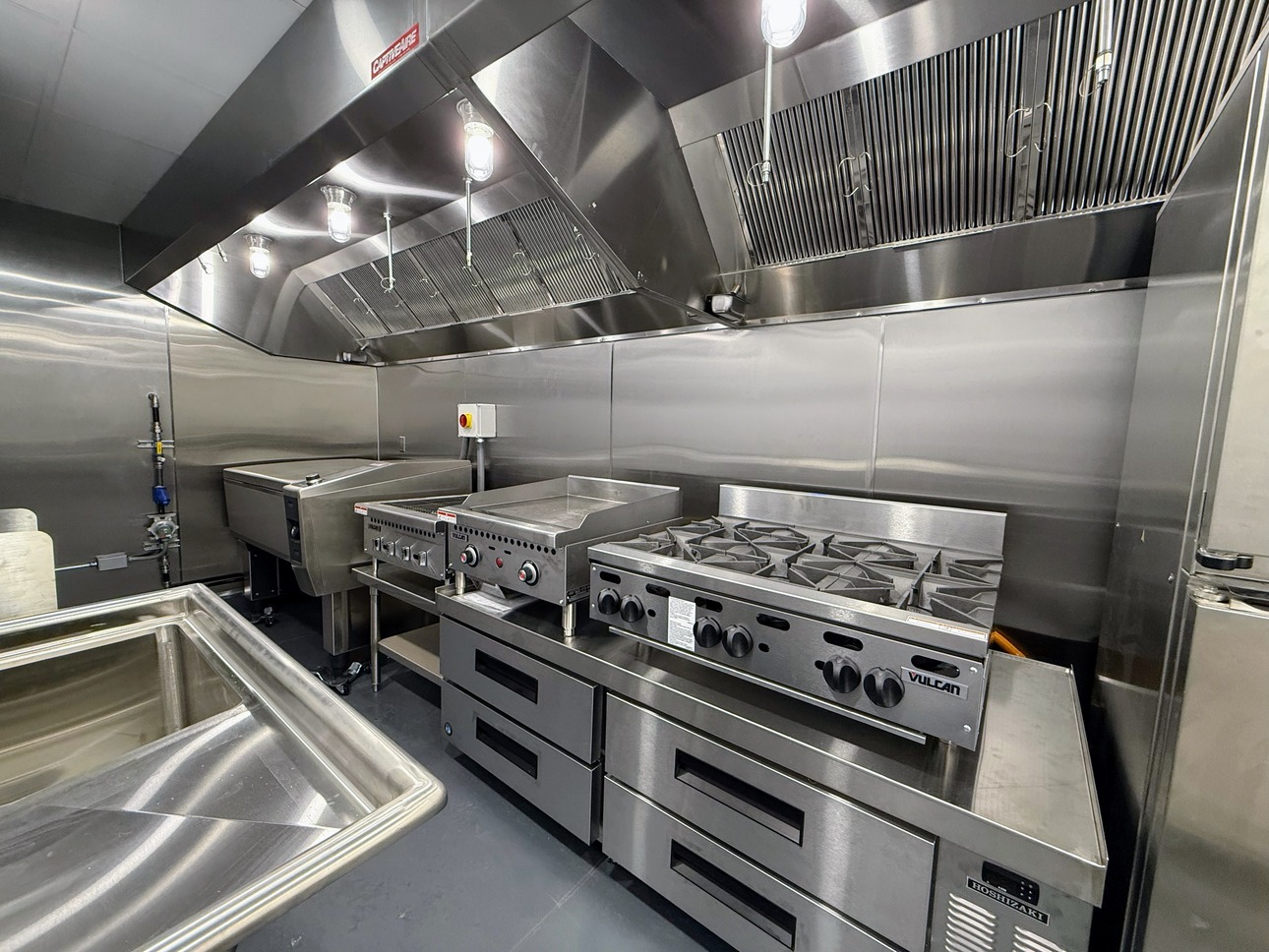 shipping container restaurant interior