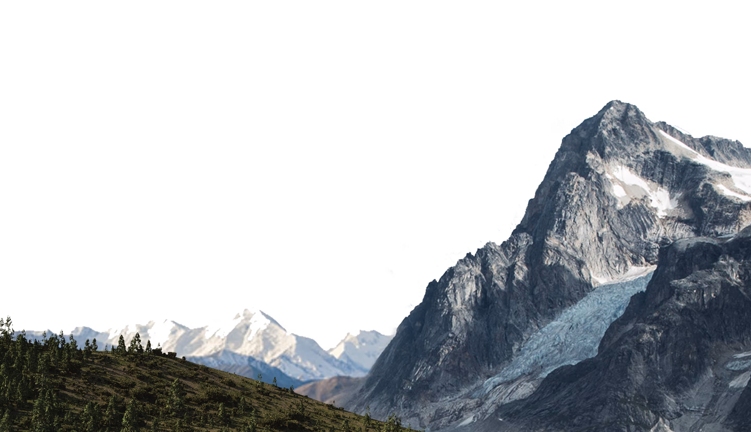 Mountain landscape with scenic peaks under a clear sky.