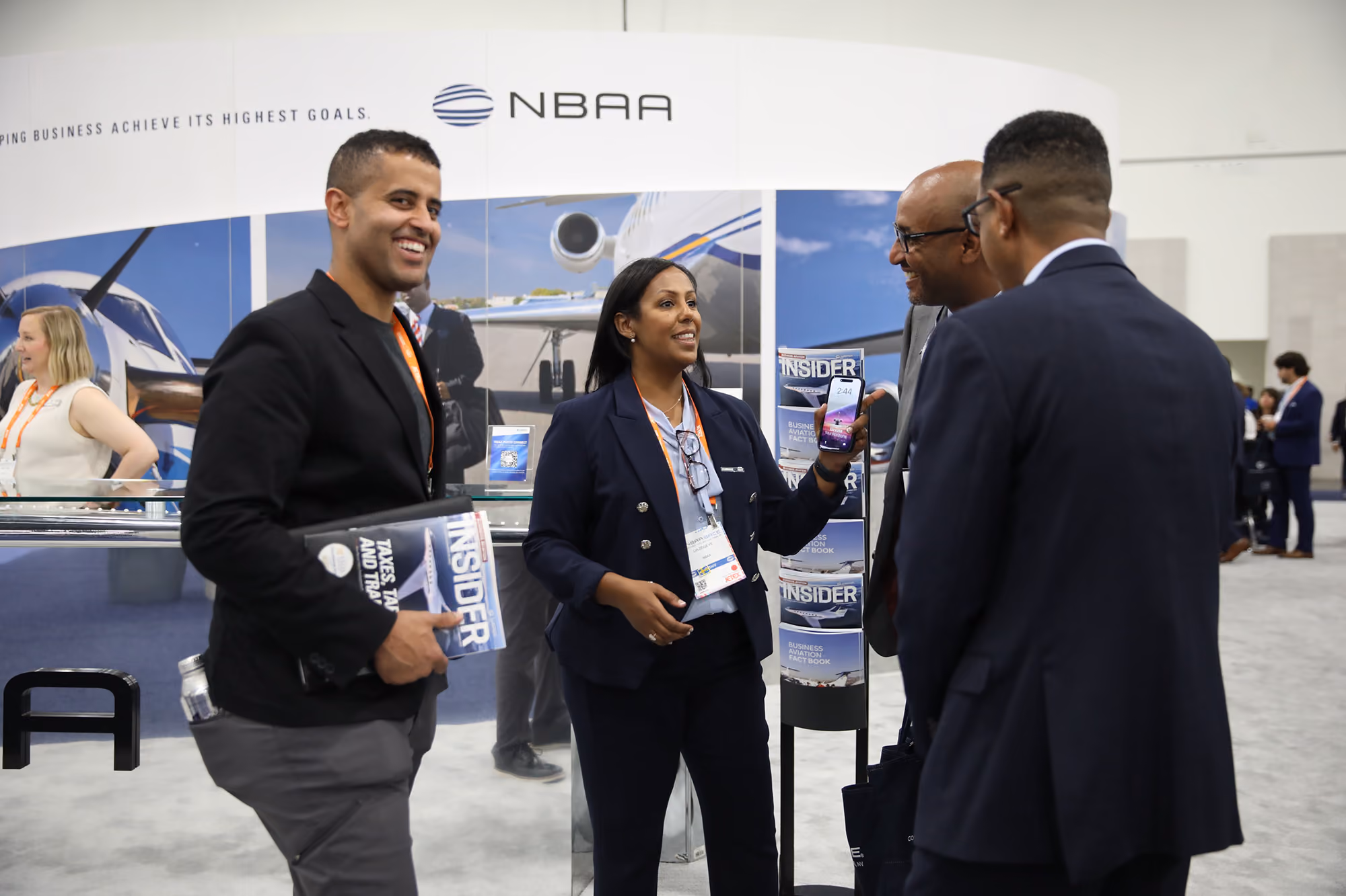 Attendees at the 2025 NBAA-BACE Coffee Social meeting with NBAA's Lia Zegeye (center)