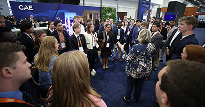 Students tour the 2025 NBAA-BACE exhibit floor as part of Collegiate Connect