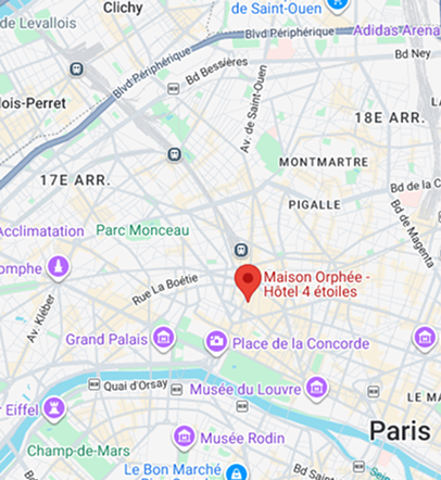 Mappa di Parigi incentrata su Maison Vignon - Hotel 4 stelle, vicino al Grand Palais, Place de la Concorde e al Museo del Louvre.