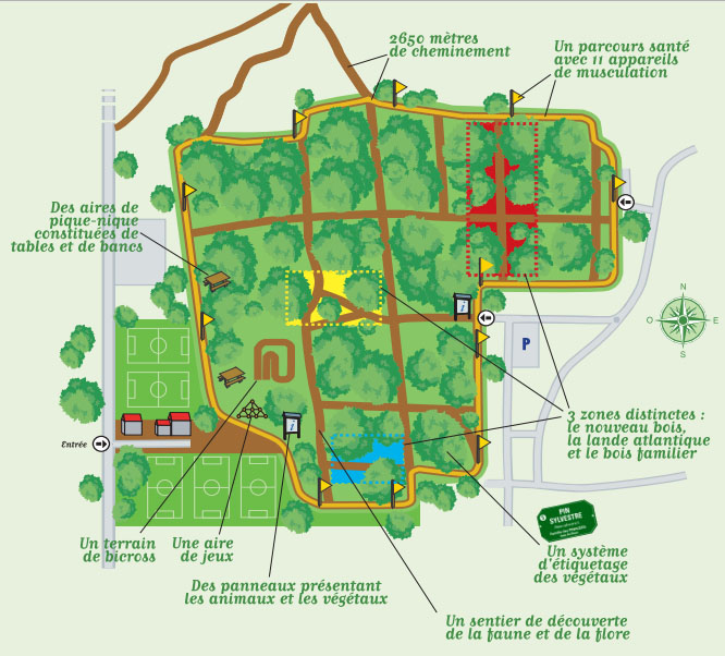 plan du bois du burck avec de la foret des sentiers et de point d'eau