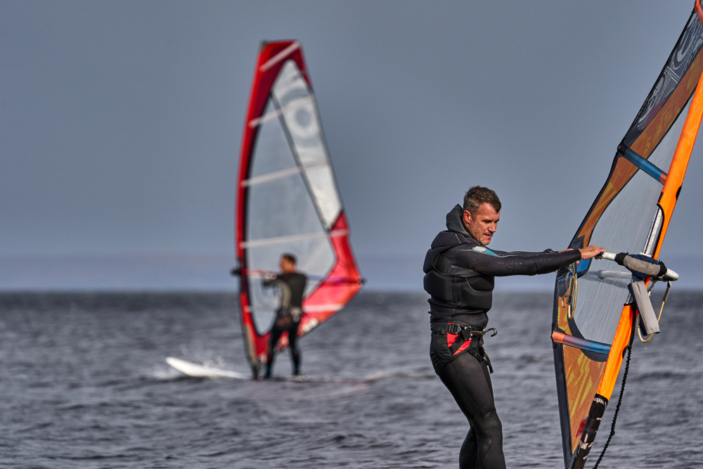 Learning with a windsurfing instructor