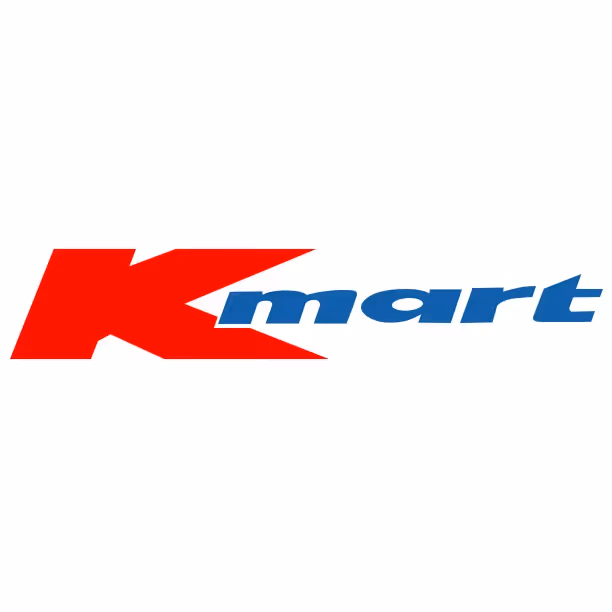 Kmart logo with a large red 'K' followed by blue lowercase 'mart'.
