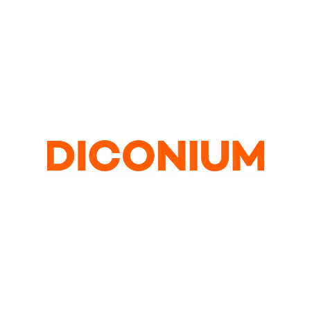 DICONIUM company name in bold orange capital letters on a black background.