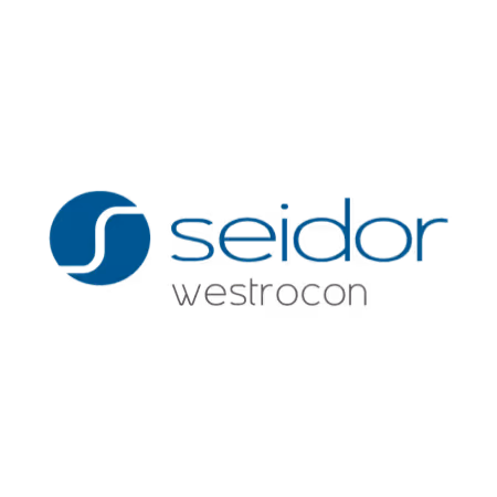 Seidor Westrocon company logo with blue circular emblem and stylized text.