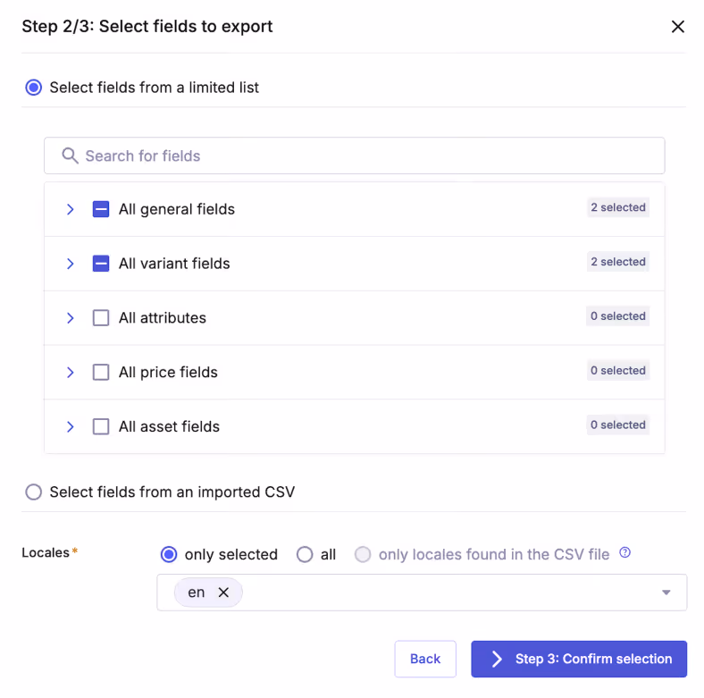 Filtering the data you need for data export.