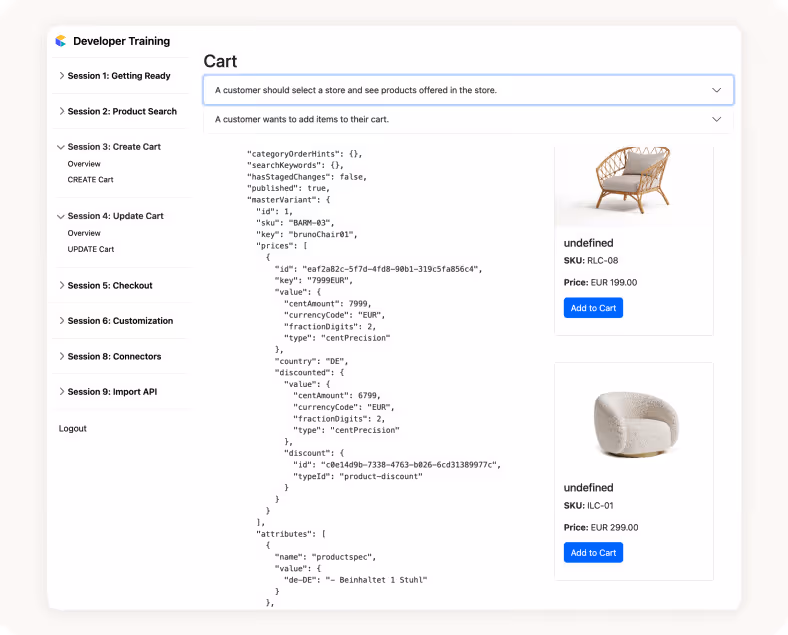 Using the commercetools Merchant Center as a learning environment.