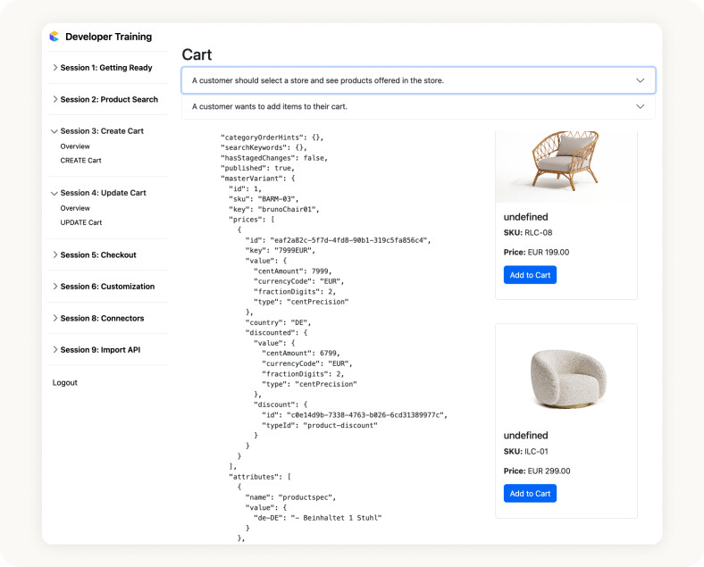 Using the commercetools Merchant Center as a learning environment.