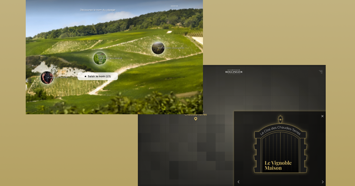 Bollinger website desktop layout — immersive visual narrative and brand history