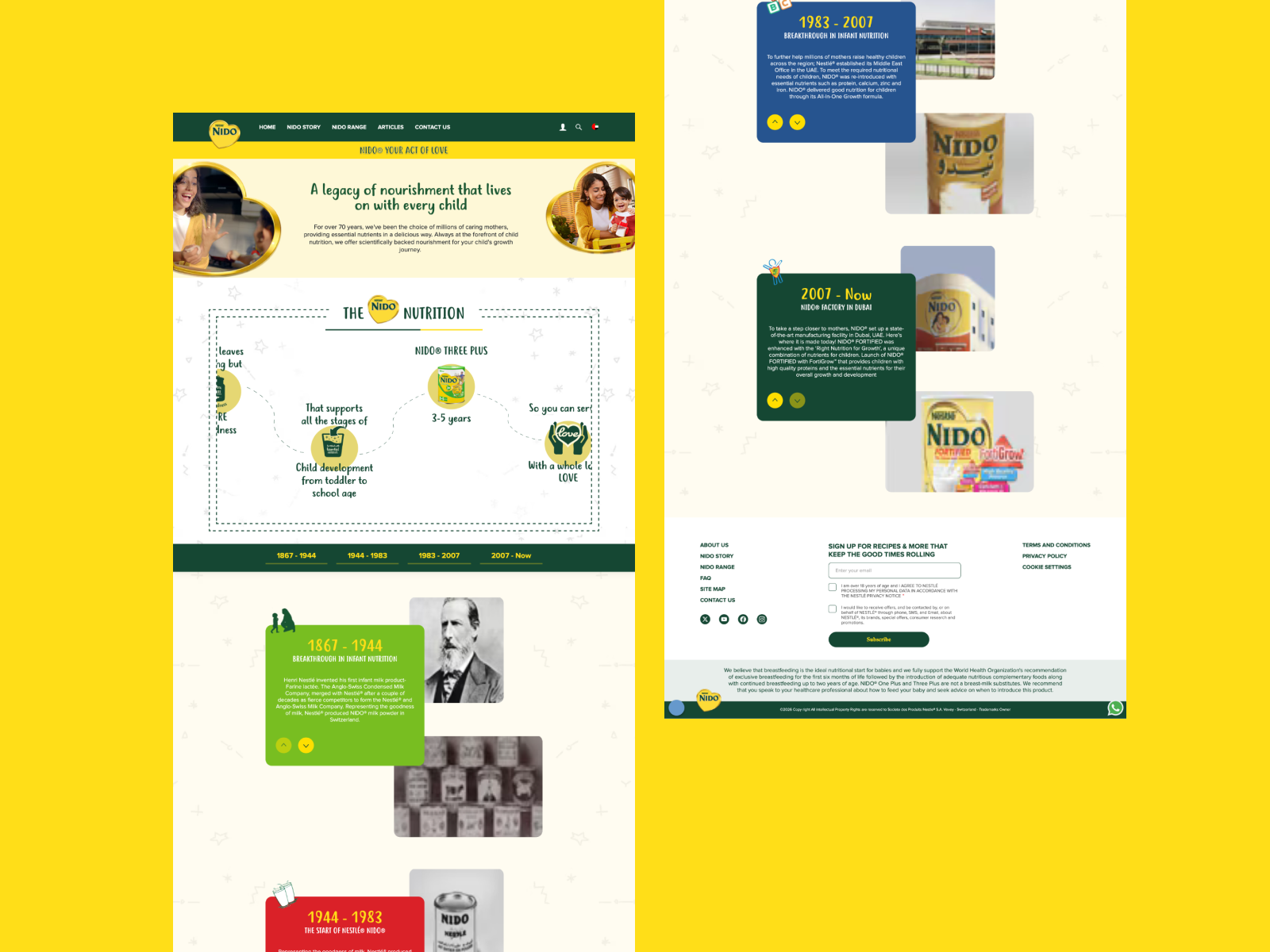 Nido website desktop design — improved information architecture and accessibility