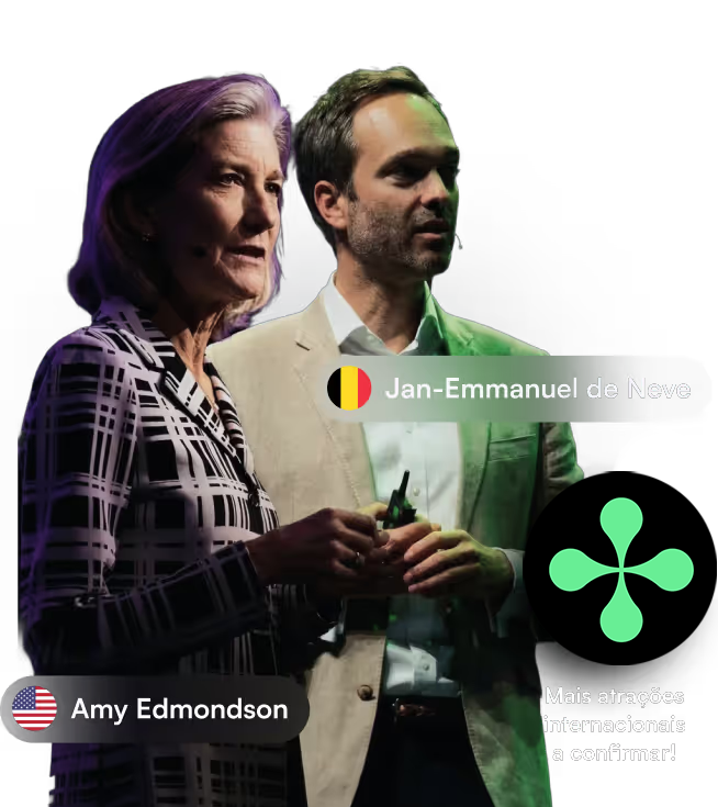 Imagem com Amy Edmondson e Jan-Emmanuel de Neve e destaque para mais atrações internacionais a confirmar
