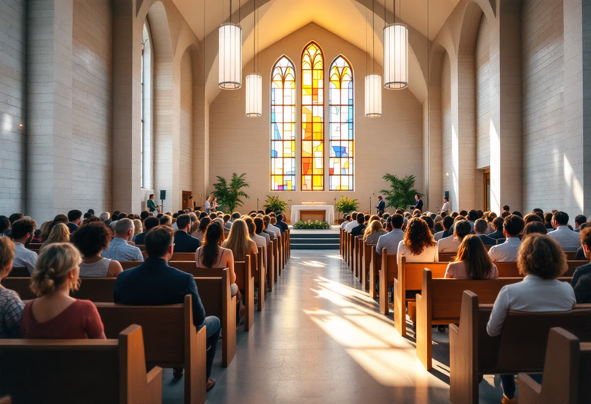 image of worship service in progress (for a church & cathedral)