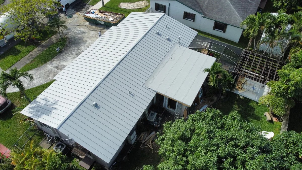 Metal roof installation on South Florida residential property