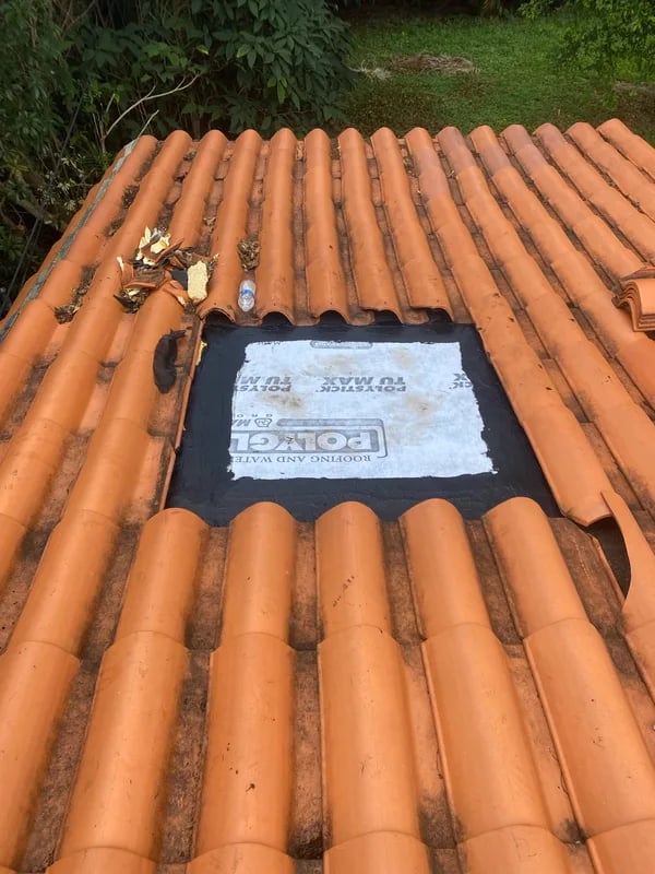 Aerial view of residential tile roof in Miami neighborhood