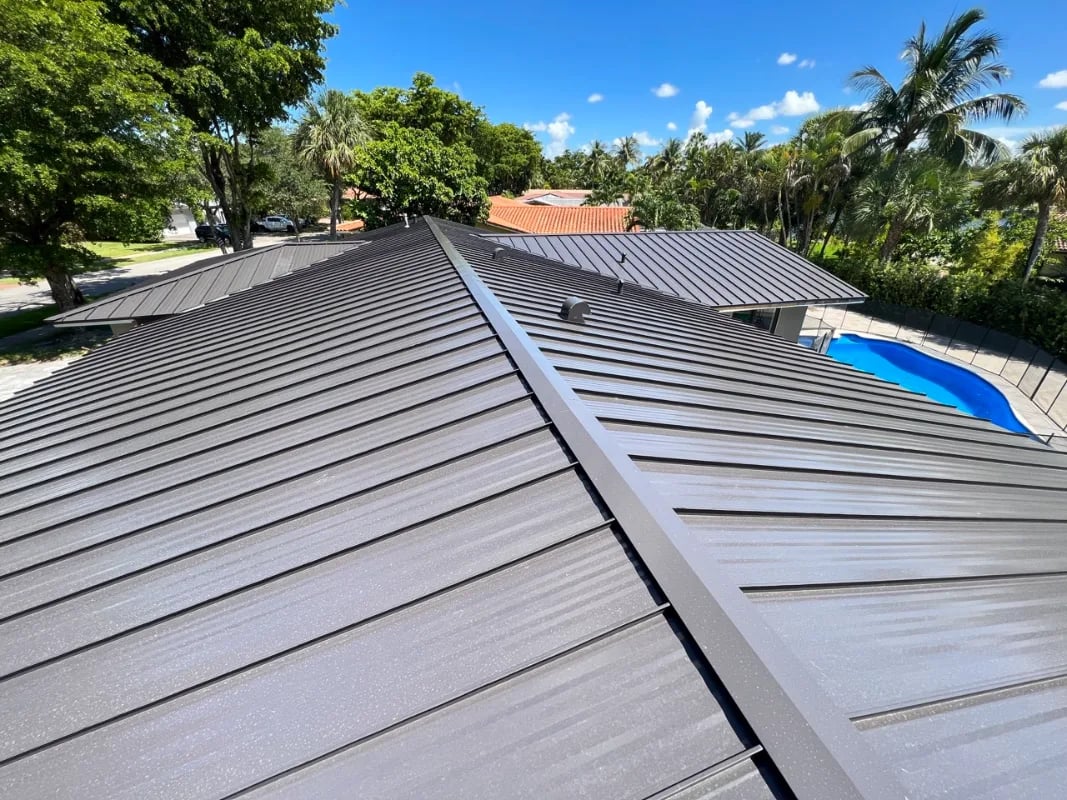 Aerial view of shingle roof on residential property in Miami
