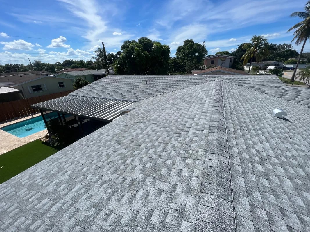 Shingle roof section demonstrating proper installation technique