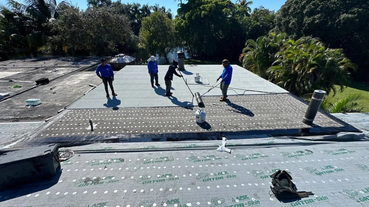 Commercial roofing expertise detail on South Florida building