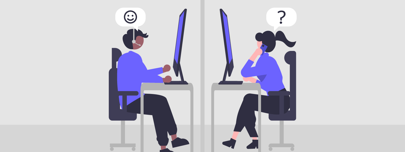 Customer and IT Technician talking on the phone