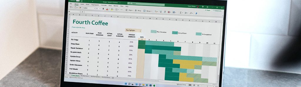 An Excel spreadsheet open on a screen