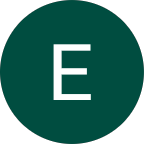 White uppercase letter E on a dark green circular background.
