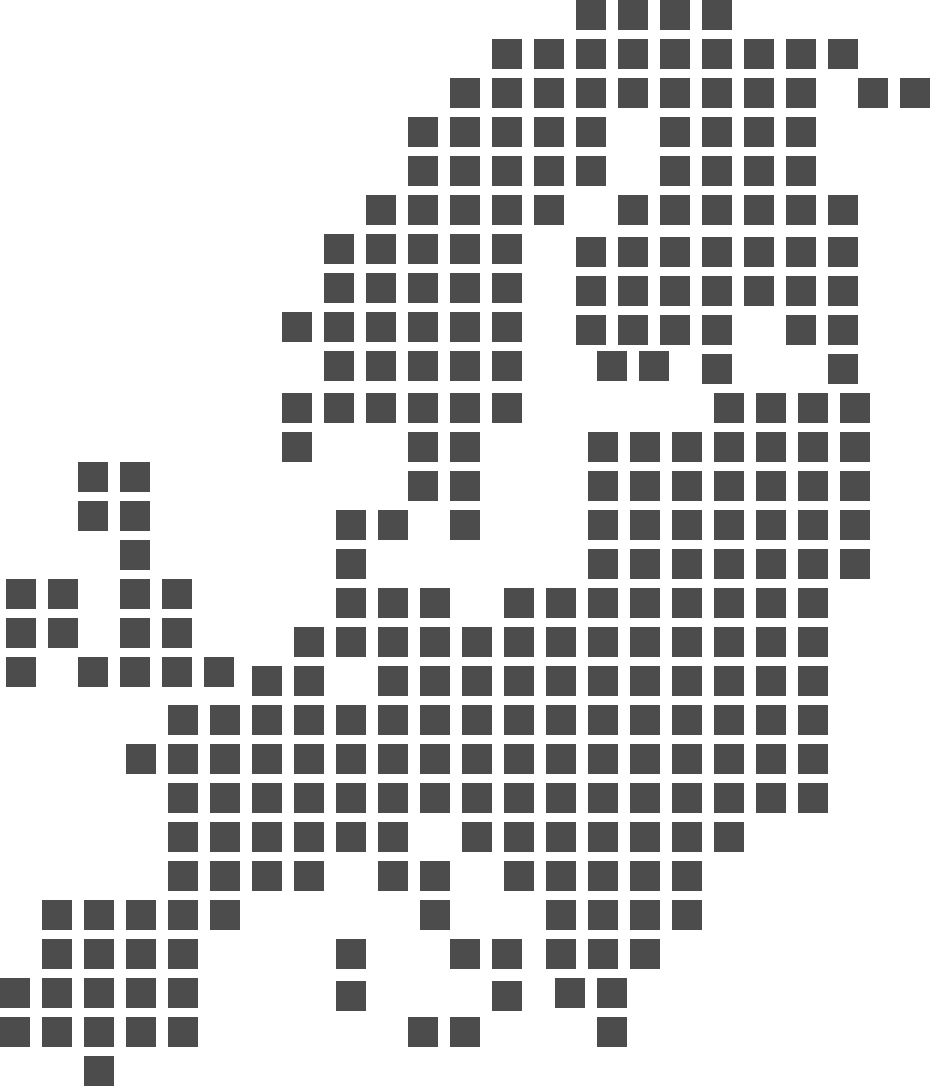 A pixelated map of Europe with a single white square highlighting a location in central Europe.
