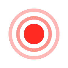 Red circle centered inside three concentric pink rings on transparent background.