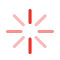 Loading indicator with eight pink and red bars arranged in a circular pattern.