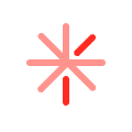 Abstract starburst shape with pink and red lines radiating from the center on white background.