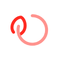 Red and pink abstract circular intertwined lines forming a modern minimalist logo.