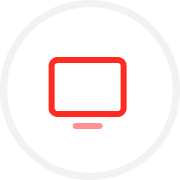 Red TV screen icon inside a white circle with a gray border.