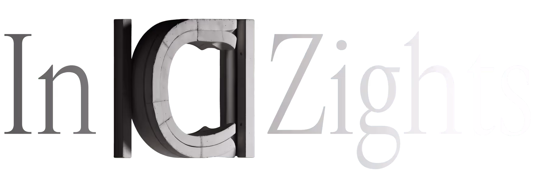Word Insights with the letter C shaped like a carved stone architectural element.