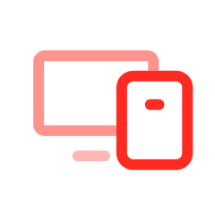 Icon showing a pink desktop monitor with a red smartphone overlapping its right side.